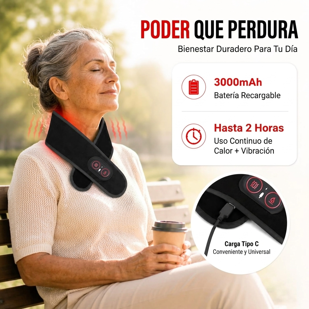 Masajeador 3 en 1: Luz Roja, Calor y Vibración