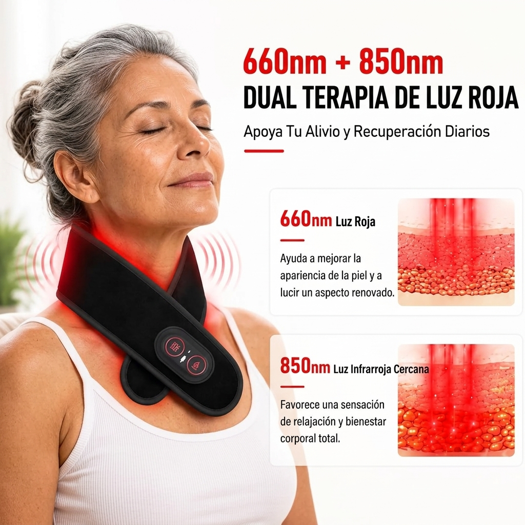 Masajeador 3 en 1: Luz Roja, Calor y Vibración